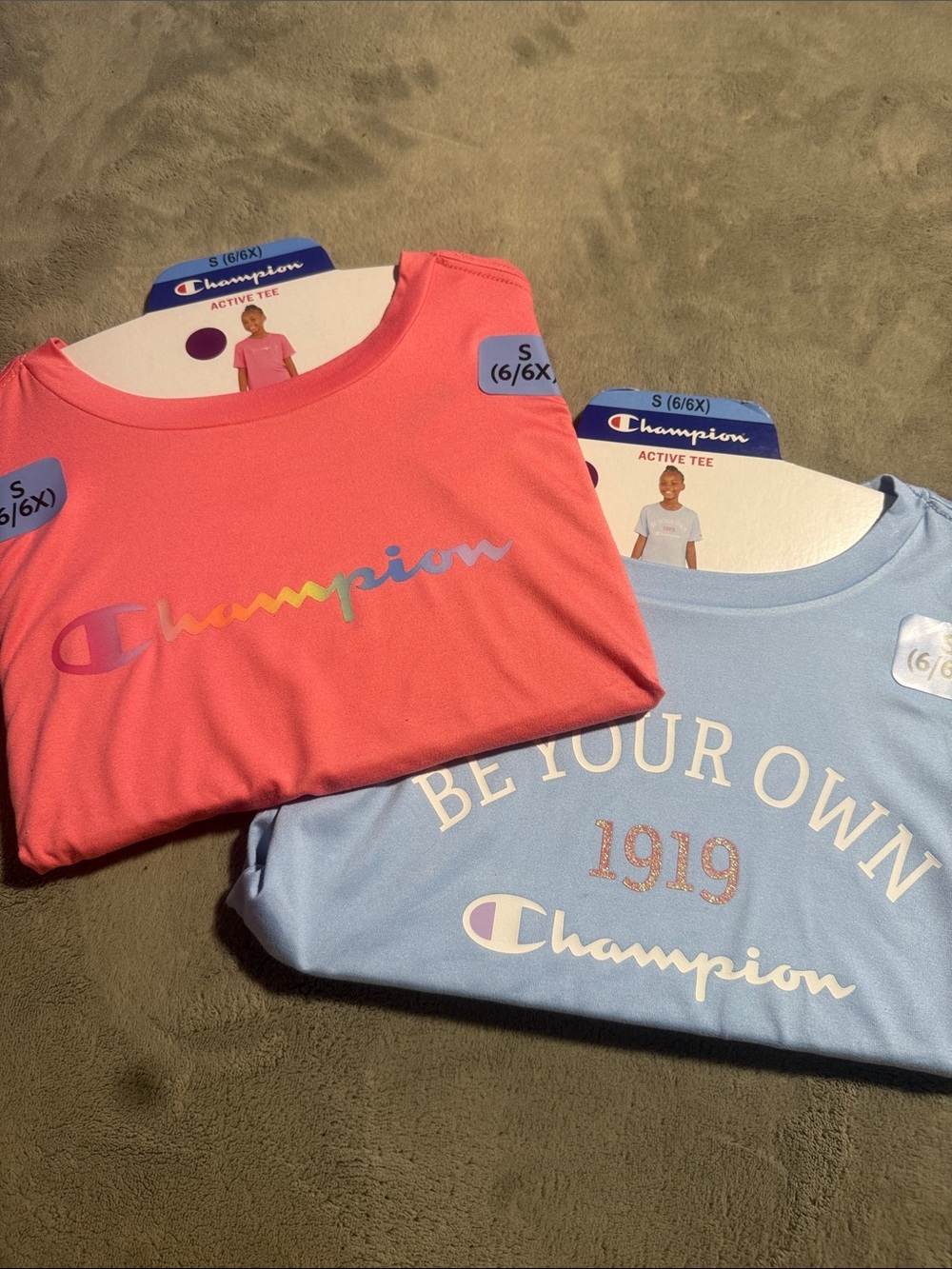 Champion Girls' Active Tees — Coral Pink & Light Blue